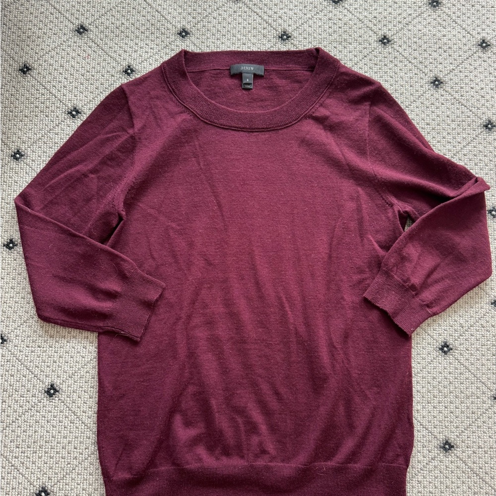 J.Crew 100% Merino Wool Burgundy Sweater Small